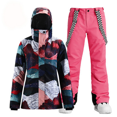Costume de zăpadă pentru femei Îmbrăcăminte sport în aer liber Costume de schi Impermeabil rezistent la vânt pentru snowboard Seturi de îmbrăcăminte Jachetă + pantaloni pentru fete