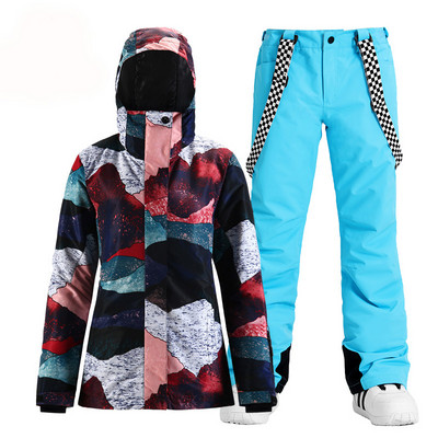 Costume de zăpadă pentru femei Îmbrăcăminte sport în aer liber Costume de schi Impermeabil rezistent la vânt pentru snowboard Seturi de îmbrăcăminte Jachetă + pantaloni pentru fete