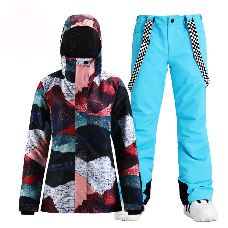 Costume de zăpadă pentru femei Îmbrăcăminte sport în aer liber Costume de schi Impermeabil rezistent la vânt pentru snowboard Seturi de îmbrăcăminte Jachetă + pantaloni pentru fete