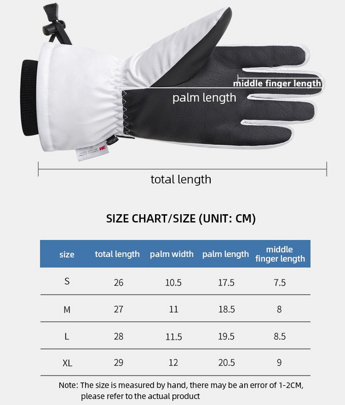 Naujos žieminės šiltos slidinėjimo pirštinės vyrams, moteriškos, vėjui atsparios ir vandeniui atsparios jutiklinės ekrano snieglentės lauko vilnos sniego motociklo slidinėjimo pirštinės