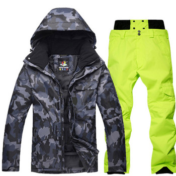 -30 комплекта мъжко облекло за сняг Ски костюми Спорт на открито Сноуборд Облекло Водоустойчиви дишащи якета + панталон с презрамка Мъжки голям размер