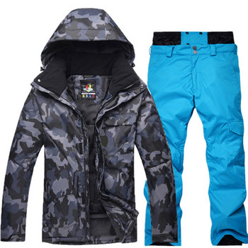 -30 комплекта мъжко облекло за сняг Ски костюми Спорт на открито Сноуборд Облекло Водоустойчиви дишащи якета + панталон с презрамка Мъжки голям размер