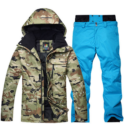 -30 vyriškų sniego aprangos slidinėjimo kostiumų rinkinių lauko sportui snieglenčių apranga, vandeniui nepralaidžios, kvėpuojančios striukės + vyriškos didelio dydžio kelnaitės su dirželiu