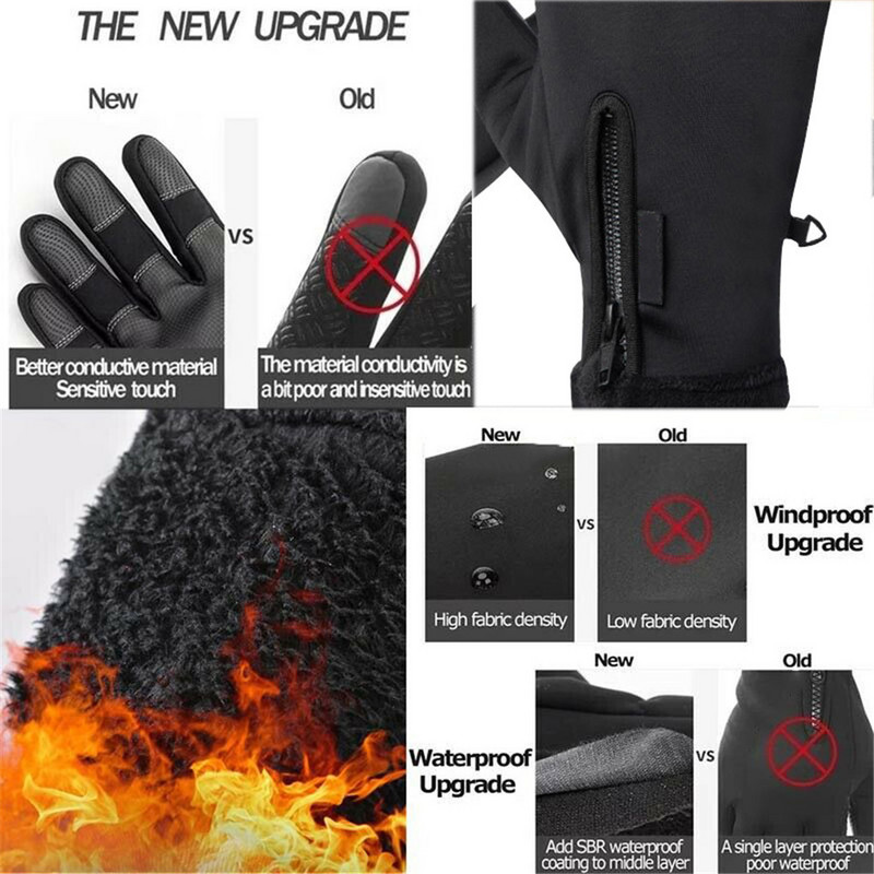 Žieminės šalčiui atsparios slidinėjimo pirštinės dviračių sportui su jutikliniu ekranu, pūkas, vandeniui atsparios šiltos pirštinės, skirtos dviračiui dviračiui motoroleriui motociklui šiltos pirštinės