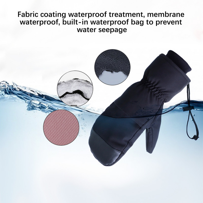 1 pora neslystančių, vėjui atsparių ir vandeniui atsparių madingų storų pirštinių vyrų, moterų, skirtų lauko slidinėjimui suaugusiems dviratininkams skirtos pirštinės, skirtos snieglentei