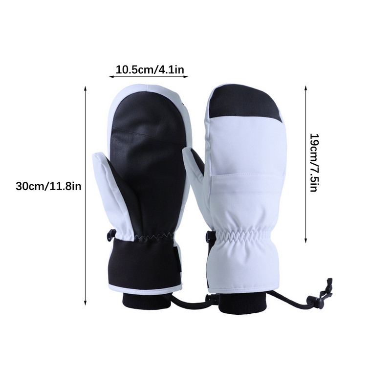 1 pora neslystančių, vėjui atsparių ir vandeniui atsparių madingų storų pirštinių vyrų, moterų, skirtų lauko slidinėjimui suaugusiems dviratininkams skirtos pirštinės, skirtos snieglentei