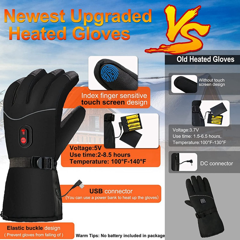 Grijane rukavice Električne grijane rukavice Kampiranje Grijači za ruke Zimske tople rukavice za zaslon osjetljiv na dodir Za muškarce Žene na otvorenom