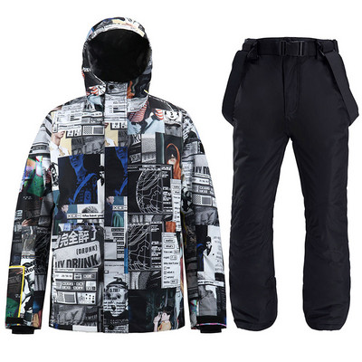 Vyriški slidinėjimo kostiumai slidinėjimo striukė + kelnės Vyriški žieminiai kvėpuojantys šilti sportiniai vandeniui atsparūs vėjui slidinėjimo ir snieglenčių kostiumai slidinėjimo rinkinys