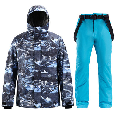 Vyriški slidinėjimo kostiumai slidinėjimo striukė + kelnės Vyriški žieminiai kvėpuojantys šilti sportiniai vandeniui atsparūs vėjui slidinėjimo ir snieglenčių kostiumai slidinėjimo rinkinys