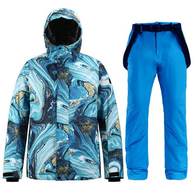 Vyriški slidinėjimo kostiumai slidinėjimo striukė + kelnės Vyriški žieminiai kvėpuojantys šilti sportiniai vandeniui atsparūs vėjui slidinėjimo ir snieglenčių kostiumai slidinėjimo rinkinys