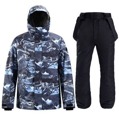 Vyriški slidinėjimo kostiumai slidinėjimo striukė + kelnės Vyriški žieminiai kvėpuojantys šilti sportiniai vandeniui atsparūs vėjui slidinėjimo ir snieglenčių kostiumai slidinėjimo rinkinys