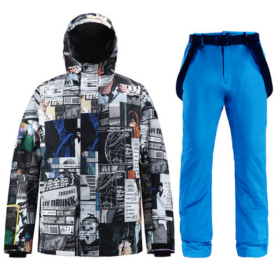 Vyriški slidinėjimo kostiumai slidinėjimo striukė + kelnės Vyriški žieminiai kvėpuojantys šilti sportiniai vandeniui atsparūs vėjui slidinėjimo ir snieglenčių kostiumai slidinėjimo rinkinys