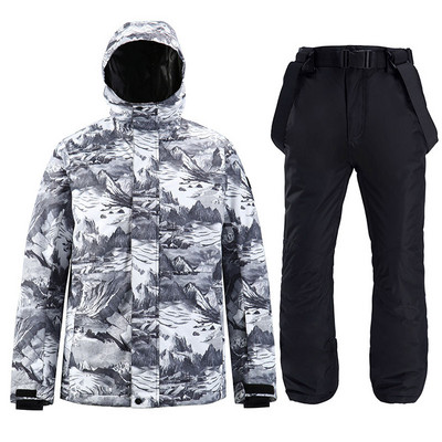 Vyriški slidinėjimo kostiumai slidinėjimo striukė + kelnės Vyriški žieminiai kvėpuojantys šilti sportiniai vandeniui atsparūs vėjui slidinėjimo ir snieglenčių kostiumai slidinėjimo rinkinys