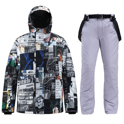Vyriški slidinėjimo kostiumai slidinėjimo striukė + kelnės Vyriški žieminiai kvėpuojantys šilti sportiniai vandeniui atsparūs vėjui slidinėjimo ir snieglenčių kostiumai slidinėjimo rinkinys