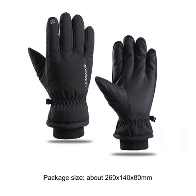 Žieminės snieglenčių slidinėjimo pirštinės su pilnu pirštu PU vilnos jutiklinis ekranas, atsparus vandeniui motociklams, važinėjimui dviračiu, termiškai šiltos sniego pirštinės vyrams, moterims