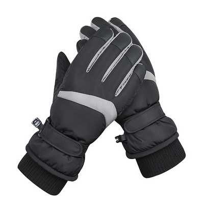 Žieminės snieglenčių slidinėjimo pirštinės su pilnu pirštu PU vilnos jutiklinis ekranas, atsparus vandeniui motociklams, važinėjimui dviračiu, termiškai šiltos sniego pirštinės vyrams, moterims