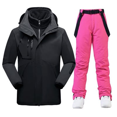 Slidinėjimo kostiumas Moterys Žiemos Slidinėjimo Snieglentės Drabužiai Stori Šilti Neperšlampami Slidinėjimo Striukės Lauko Sniego striukė + Kelnės moterims