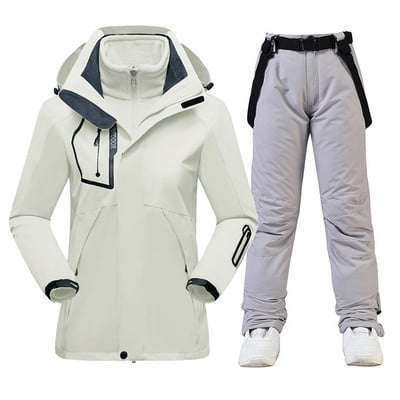Slidinėjimo kostiumas Moterys Žiemos Slidinėjimo Snieglentės Drabužiai Stori Šilti Neperšlampami Slidinėjimo Striukės Lauko Sniego striukė + Kelnės moterims