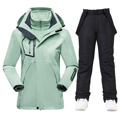 Slidinėjimo kostiumas Moterys Žiemos Slidinėjimo Snieglentės Drabužiai Stori Šilti Neperšlampami Slidinėjimo Striukės Lauko Sniego striukė + Kelnės moterims