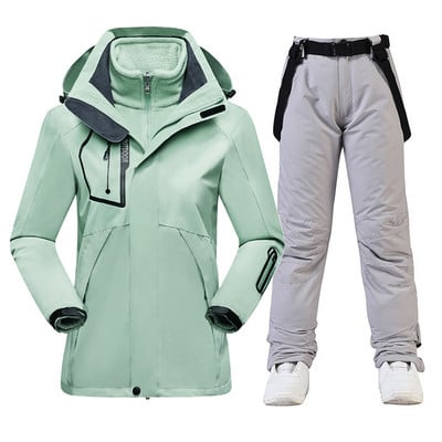 Slidinėjimo kostiumas Moterys Žiemos Slidinėjimo Snieglentės Drabužiai Stori Šilti Neperšlampami Slidinėjimo Striukės Lauko Sniego striukė + Kelnės moterims