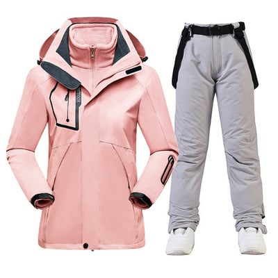 Slidinėjimo kostiumas Moterys Žiemos Slidinėjimo Snieglentės Drabužiai Stori Šilti Neperšlampami Slidinėjimo Striukės Lauko Sniego striukė + Kelnės moterims