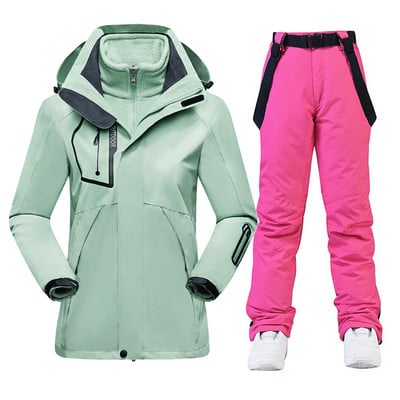 Slidinėjimo kostiumas Moterys Žiemos Slidinėjimo Snieglentės Drabužiai Stori Šilti Neperšlampami Slidinėjimo Striukės Lauko Sniego striukė + Kelnės moterims