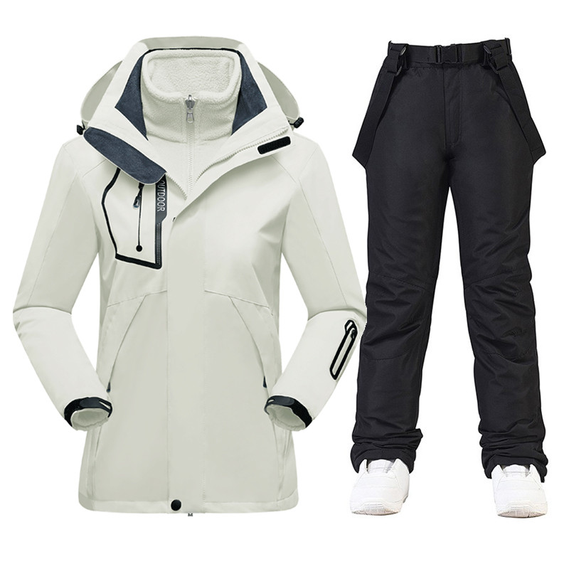 Slidinėjimo kostiumas Moterys Žiemos Slidinėjimo Snieglentės Drabužiai Stori Šilti Neperšlampami Slidinėjimo Striukės Lauko Sniego striukė + Kelnės moterims