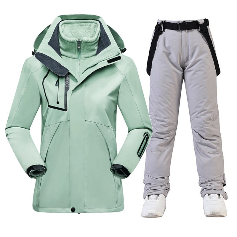 Slidinėjimo kostiumas Moterys Žiemos Slidinėjimo Snieglentės Drabužiai Stori Šilti Neperšlampami Slidinėjimo Striukės Lauko Sniego striukė + Kelnės moterims