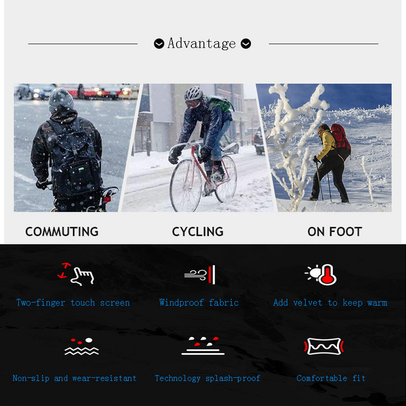 Žieminės pirštinės vyriškos jutiklinis ekranas vandeniui atsparios vėjui slidinėjimo šaltos pirštinės moteriškos šiltos mados lauko sportui jodinėjimo slidinėjimo pirštinės