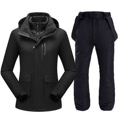 Slidinėjimo kostiumų prekės ženklai Moteriški žieminiai lauko vandeniui atsparūs kalnų šiltai pūkiniai striukė ir kelnės Sniego komplektai Slidinėjimo ir snieglenčių sportui