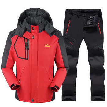 Ανδρική στολή σκι Αδιάβροχη θερμική μπουφάν Fleece Snowboard + Παντελόνι Αντρικό Σετ χειμωνιάτικων ρούχων για χιόνι για σκι και σνόουμπορντ