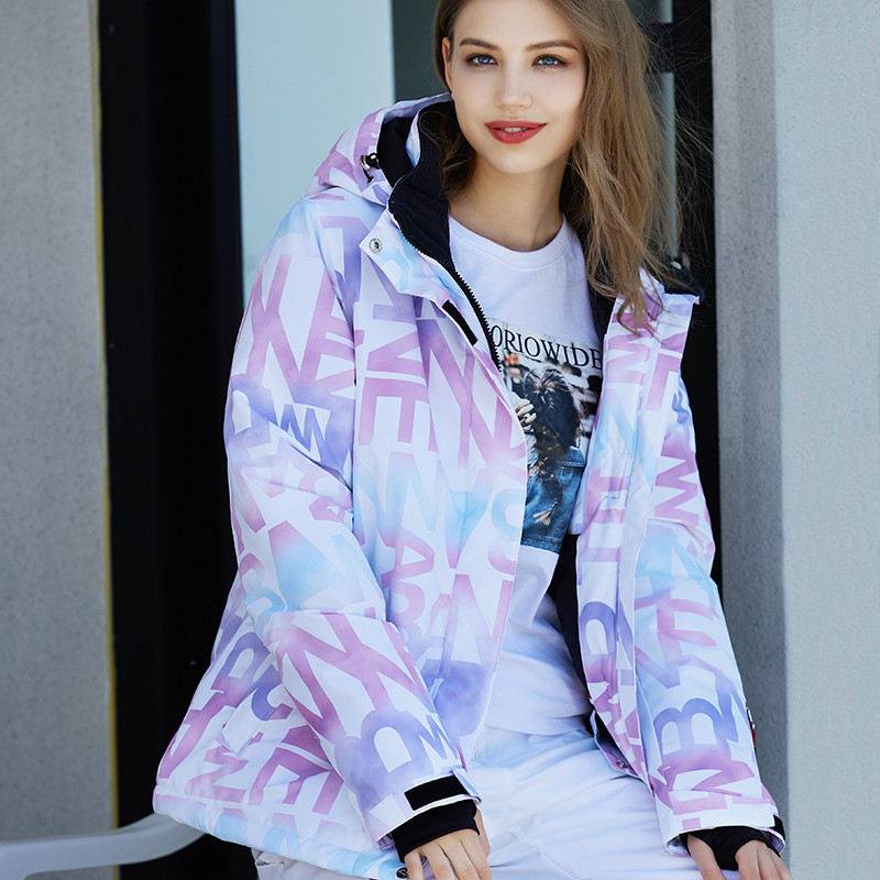 Moterų slidinėjimo kostiumas, žieminis, šiltas, vandeniui atsparus lauko sportinis sniego striukės ir kelnės Hot Ski Equipment Snieglenčių pūkinė striukė moteriška prekės ženklas