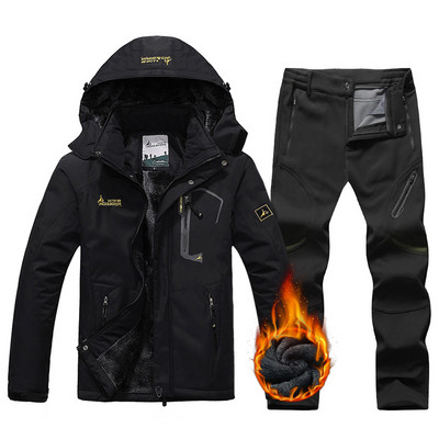 Naujas 2022 m. žiemos slidinėjimo kostiumas vyrams, šiltas, atsparus vėjui, vandeniui atsparus snieglenčių striukės rinkinys, skirtas lauke vyriškai slidinėjimo įrangai, sniego striuke ir kelnės