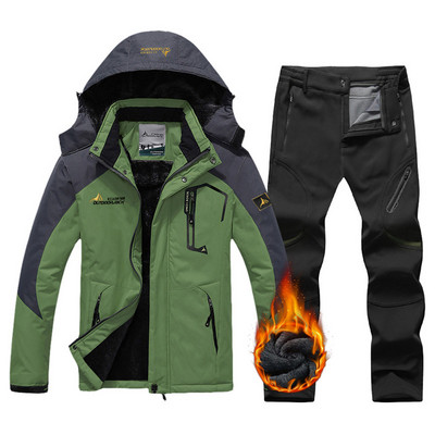 Naujas 2022 m. žiemos slidinėjimo kostiumas vyrams, šiltas, atsparus vėjui, vandeniui atsparus snieglenčių striukės rinkinys, skirtas lauke vyriškai slidinėjimo įrangai, sniego striuke ir kelnės