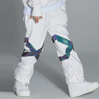 Зимни ски панталони Мъжки Дамски Водоустойчиви ветроустойчиви панталони Външни топли светлоотразителни ленти Ски панталони с ластичен колан