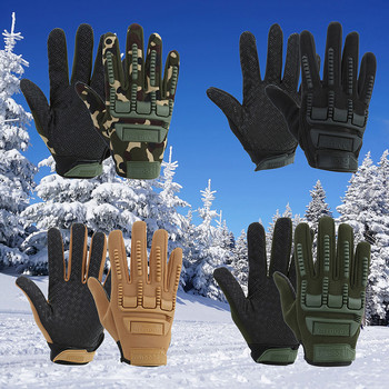 Тактически военни ръкавици Airsoft Shot Soldier Combat Police Anti-Skid Bicycle Cycling Full Finger Gloves Men Motocross Gloves