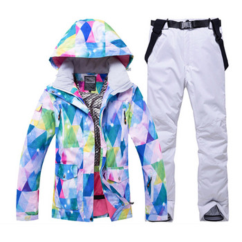 -30 Дамско зимно облекло Водоустойчиво ветроустойчиво облекло Зимно външно облекло Комплекти екипировка за сноуборд Ски якета и панталони с презрамки