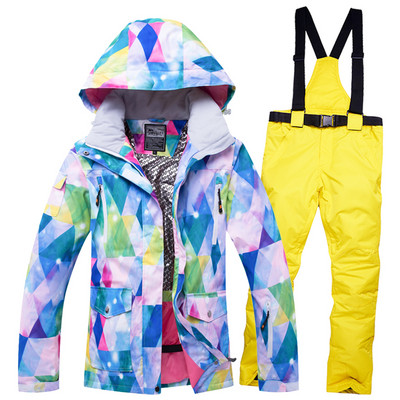 -30 Îmbrăcăminte pentru zăpadă pentru femei Îmbrăcăminte rezistentă la vânt Îmbrăcăminte de iarnă în aer liber Seturi de costume pentru snowboard Jachete de schi și pantaloni cu bretele