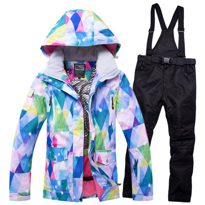 -30 Îmbrăcăminte pentru zăpadă pentru femei Îmbrăcăminte rezistentă la vânt Îmbrăcăminte de iarnă în aer liber Seturi de costume pentru snowboard Jachete de schi și pantaloni cu bretele