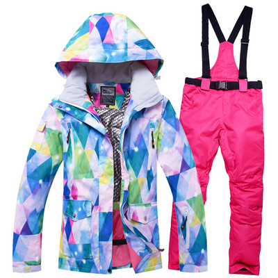 -30 Îmbrăcăminte pentru zăpadă pentru femei Îmbrăcăminte rezistentă la vânt Îmbrăcăminte de iarnă în aer liber Seturi de costume pentru snowboard Jachete de schi și pantaloni cu bretele