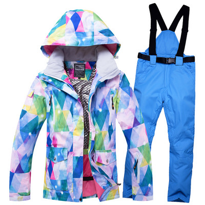 -30 Îmbrăcăminte pentru zăpadă pentru femei Îmbrăcăminte rezistentă la vânt Îmbrăcăminte de iarnă în aer liber Seturi de costume pentru snowboard Jachete de schi și pantaloni cu bretele