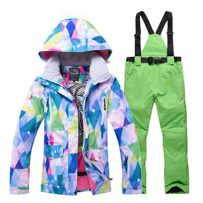 -30 Îmbrăcăminte pentru zăpadă pentru femei Îmbrăcăminte rezistentă la vânt Îmbrăcăminte de iarnă în aer liber Seturi de costume pentru snowboard Jachete de schi și pantaloni cu bretele