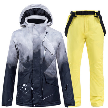 -30 Μόδα ανδρικά και γυναικεία ρούχα Snow Wear Σετ κοστουμιών Snowboarding Αδιάβροχο αντιανεμικό χειμερινό μπουφάν για σκι + λουράκι παντελόνι