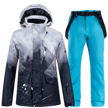 -30 Μόδα ανδρικά και γυναικεία ρούχα Snow Wear Σετ κοστουμιών Snowboarding Αδιάβροχο αντιανεμικό χειμερινό μπουφάν για σκι + λουράκι παντελόνι