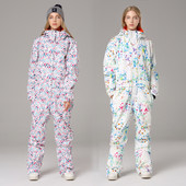 Moteriškas vientisas slidinėjimo kostiumas kalnų slidinėjimo striukė ir snieglenčių kelnės, moteriškos vėjui atsparios, vandeniui atsparios storos komplektacijos žiemos sniego kombinezonas