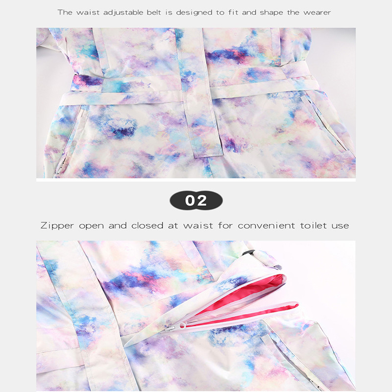 Moteriškas vientisas slidinėjimo kostiumas kalnų slidinėjimo striukė ir snieglenčių kelnės, moteriškos vėjui atsparios, vandeniui atsparios storos komplektacijos žiemos sniego kombinezonas