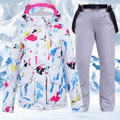 Slidinėjimo kostiumai Moteriška snieglenčių striukė nuo vėjo atspari spalvinga slidinėjimo striukės kelnių rinkinys Žiemos lauko sportas Slidinėjimas snieglenčių sportui Apranga