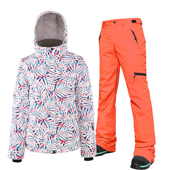 2022 Зимен нов ски костюм Спорт на открито Сноуборд яке Дамски гащеризон Удебелен топъл ски комплект Снежен панталон Ветроустойчив Водоустойчив