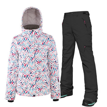 2022 Νέα χειμερινή στολή σκι για υπαίθρια αθλητικά μπουφάν σνόουμπορντ Γυναικείες φόρμες Παχύ ζεστό σετ σκι Παντελόνι για χιόνι Αντιανεμικό αδιάβροχο