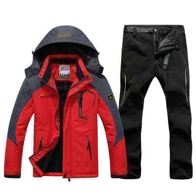 Vyriška slidinėjimo striukė vandeniui atsparus slidinėjimo kostiumas, šiltas žieminis, šiltas vilnonis paltas ir kelnės lauke laipiojimo kalnu snieglenčių apranga